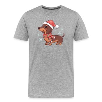 Dachshund Warm Christmas - Men's Premium Organic T-Shirt - heather grey - Front - Damien (186cm)