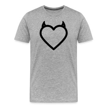 cœur démon - T-shirt bio Premium Homme - gris chiné - Devant - Damien (186cm)