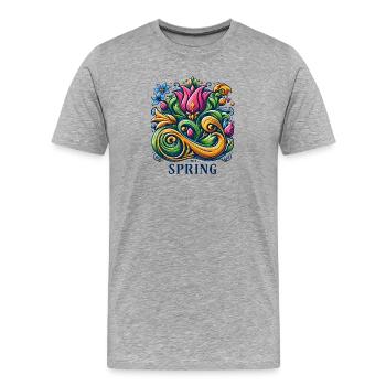 Frühling Logo - Männer Premium Bio T-Shirt - Grau meliert - Vorne - Damien (186cm)