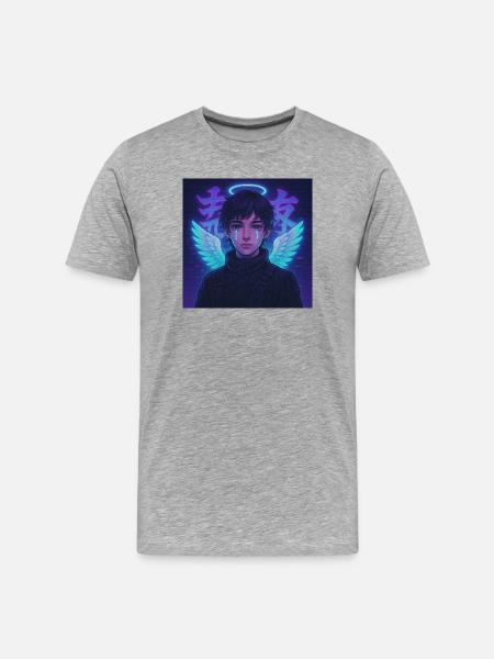 Cyberpunk Angel E-Boy Y2K Synthwave Art - Men's Premium Organic T-Shirt - heather grey