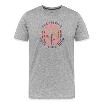 Freediving Free Your Mind Ocean Diver - Männer Premium Bio T-Shirt - Grau meliert - Vorne - Damien (186cm)