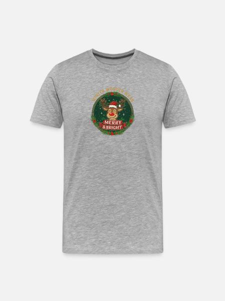Winter Reindeer Merry & Bright - Men's Premium Organic T-Shirt - heather grey