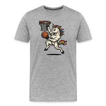 Rainbow Unicorn Slam Dunk - Men's Premium Organic T-Shirt - heather grey - Front - Damien (186cm)