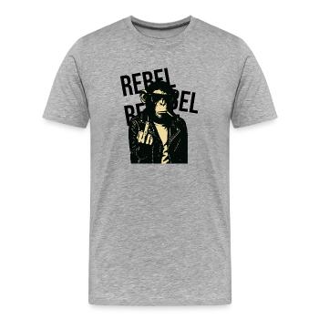 Rebel Simian in Leather - Men's Premium Organic T-Shirt - heather grey - Front - Damien (186cm)
