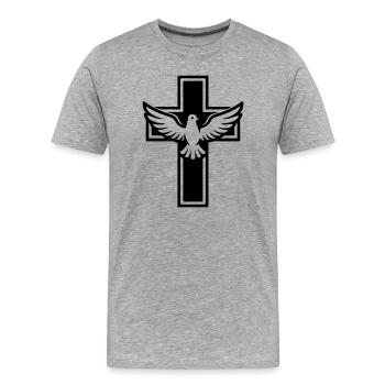 Kreuz Taube Christlich - Männer Premium Bio T-Shirt - Grau meliert - Vorne - Damien (186cm)