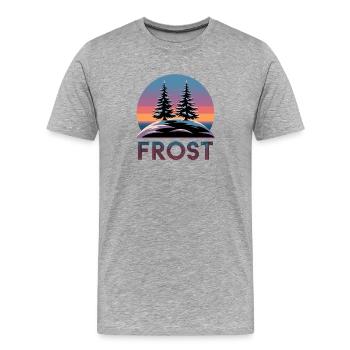  Frost Winterwald Retro Sonnenuntergang mit Tannen - Männer Premium Bio T-Shirt - Grau meliert - Vorne - Damien (186cm)