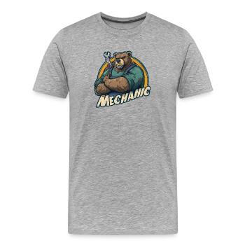 Mechaniker Bär Starkes Werkstatt Motiv - Männer Premium Bio T-Shirt - Grau meliert - Vorne - Damien (186cm)