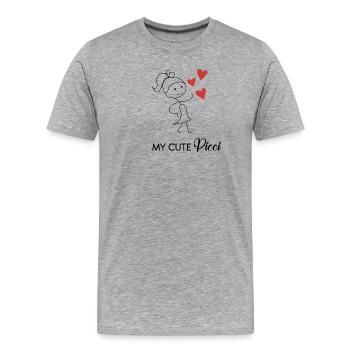 Mignonne fille aux petits cœurs - T-shirt bio Premium Homme - gris chiné - Devant - Damien (186cm)