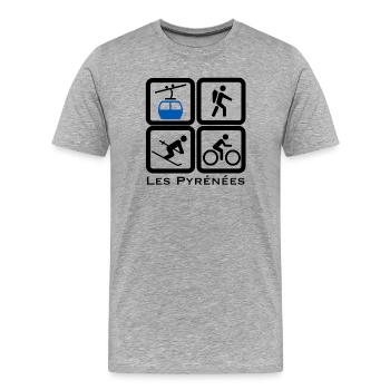 Les Pyrenees - T-shirt bio Premium Homme - gris chiné - Devant - Damien (186cm)