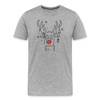 Red-nosed Reindeer Rudolf Christmas - Men's Premium Organic T-Shirt - heather grey - Front - Damien (186cm)