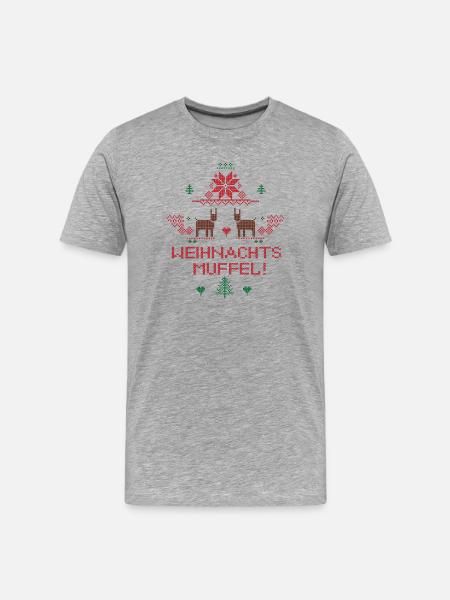 Mouffle de Noël moche - T-shirt bio Premium Homme - gris chiné