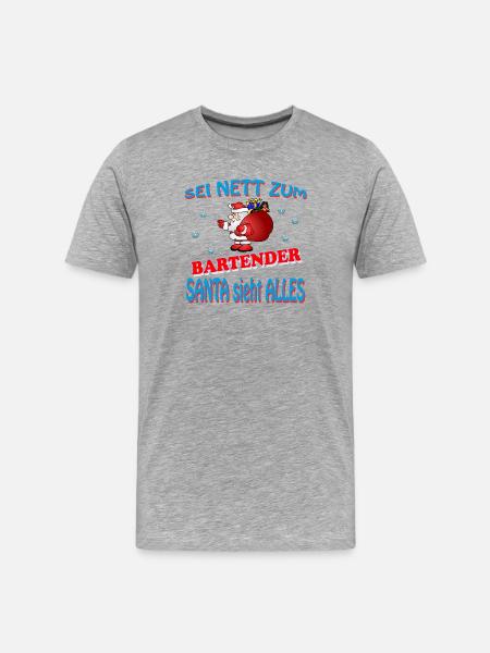 SANTA BARTENDER - Männer Premium Bio T-Shirt - Grau meliert