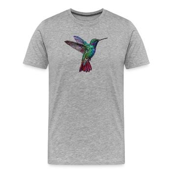 Kolibri im bestickten Look (gedruckt) - Männer Premium Bio T-Shirt - Grau meliert - Vorne - Damien (186cm)