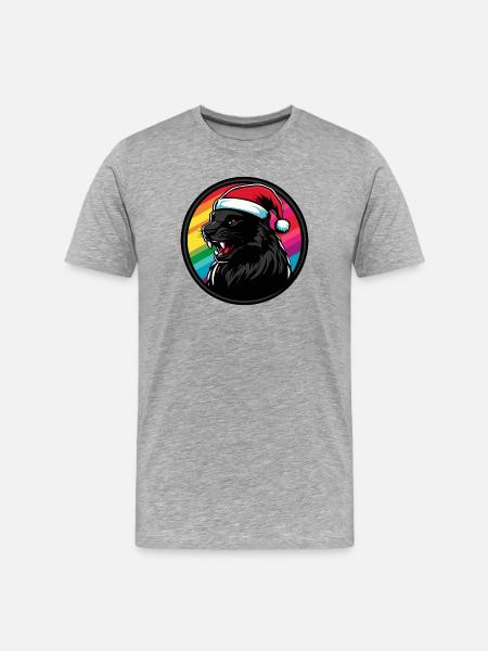 Panther Santa in the rainbow - Men's Premium Organic T-Shirt - heather grey