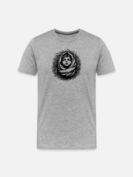Jesuskind, geboren in der Weihnachtskrippe - Männer Premium Bio T-Shirt - Grau meliert