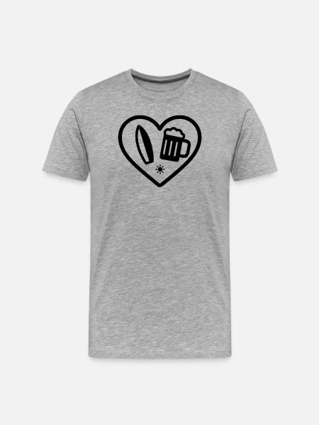 Bière Heart Surf - T-shirt bio Premium Homme - gris chiné