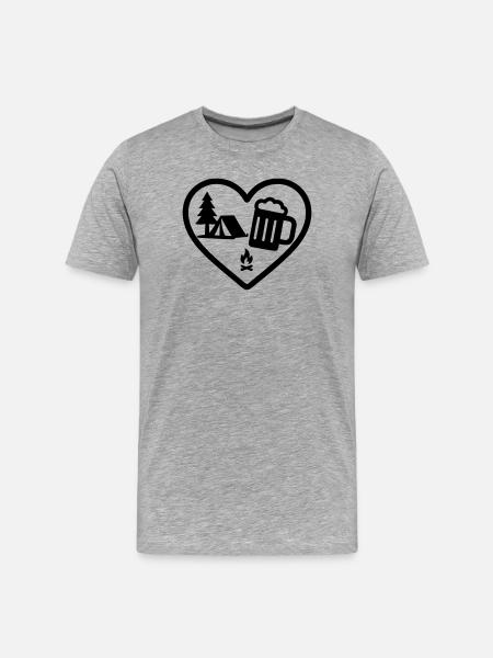 Heart Camping Beer - Men's Premium Organic T-Shirt - heather grey