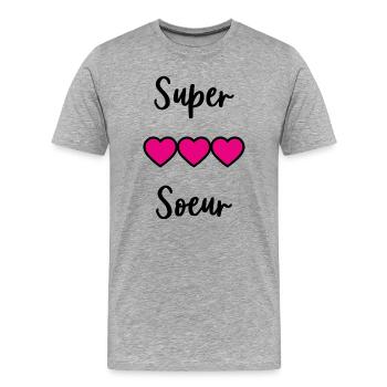 SOEUR. MEILLEURE GRANDE SOEUR. SŒUR. FRERE - T-shirt bio Premium Homme - gris chiné - Devant - Damien (186cm)