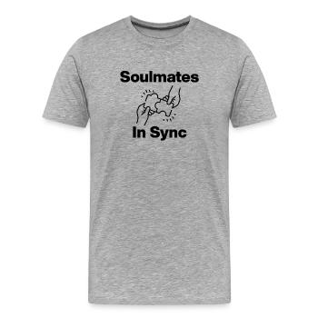 Soulmates in Sync – Perfect Match, Seelenverwandt  - Männer Premium Bio T-Shirt - Grau meliert - Vorne - Damien (186cm)