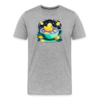 Citrus Ducky in Tea Foam - Men's Premium Organic T-Shirt - heather grey - Front - Damien (186cm)