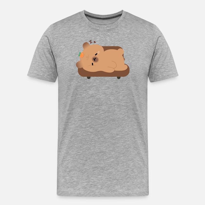 Schläfrige Müde Capybara - Männer Premium Bio T-Shirt - Grau meliert