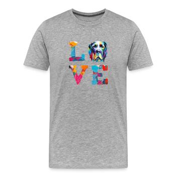 Great Dane Love Colorful Abstract Paint Splatter - Men's Premium Organic T-Shirt - heather grey - Front - Damien (186cm)