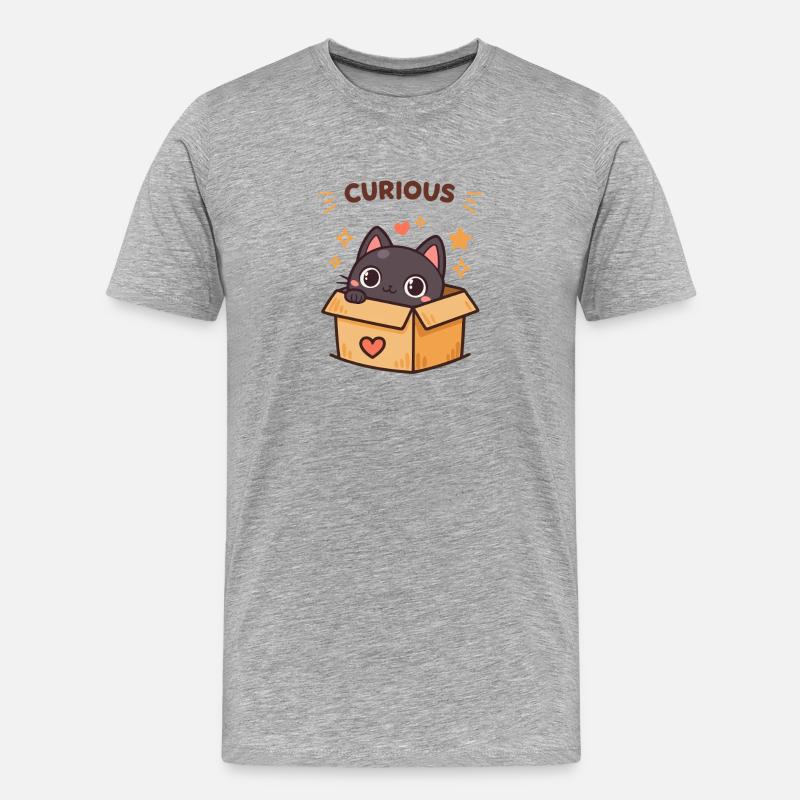 Neugierige Katze in einer Kiste - Männer Premium Bio T-Shirt - Grau meliert