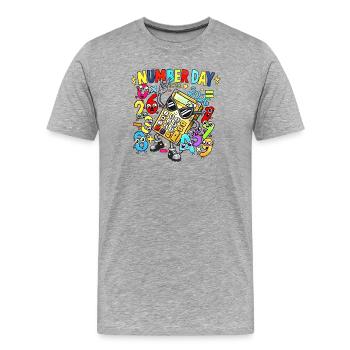 Number Day 2026 Calculator Cartoon - Men's Premium Organic T-Shirt - heather grey - Front - Damien (186cm)