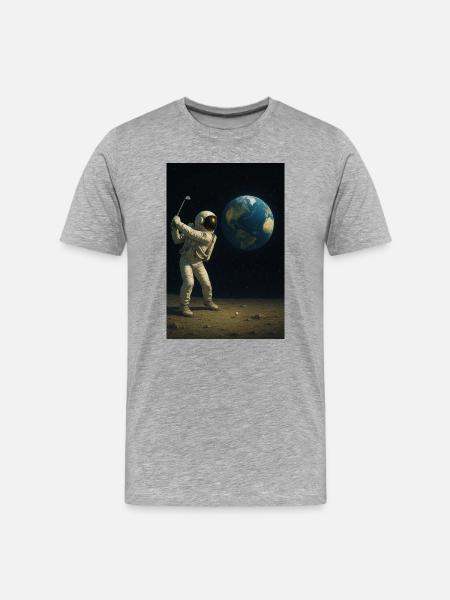 Astronaut Golf sur la Lune - T-shirt bio Premium Homme - gris chiné