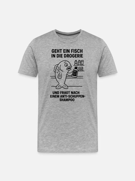 Anti-Dandruff Shampoo Fish Joke - Men's Premium Organic T-Shirt - heather grey