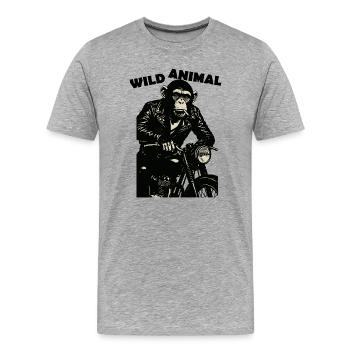 Chimp Biker Rebel on Midnight Bike - Men's Premium Organic T-Shirt - heather grey - Front - Damien (186cm)