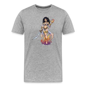 Oriental cosplay heroine with sword - Men's Premium Organic T-Shirt - heather grey - Front - Damien (186cm)