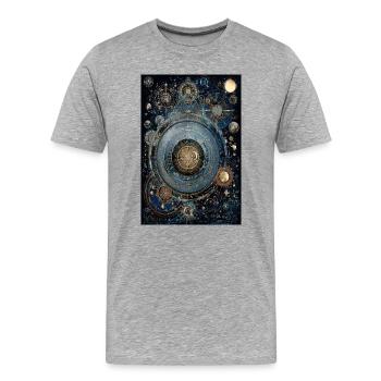 Cosmic Gearwork Clock Nebula - Men's Premium Organic T-Shirt - heather grey - Front - Damien (186cm)