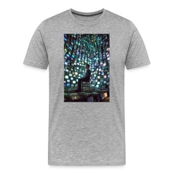 Chambre d’écho néon - T-shirt bio Premium Homme - gris chiné - Devant - Damien (186cm)