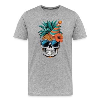Pineapple Skull Party Summer Beach Festival - Men's Premium Organic T-Shirt - heather grey - Front - Damien (186cm)