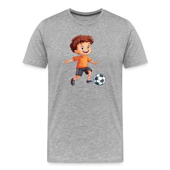 Happy Boy Soccer Kick - Men's Premium Organic T-Shirt - heather grey - Front - Damien (186cm)