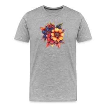 Illustration du mandala en fleurs colorées - T-shirt bio Premium Homme - gris chiné - Devant - Damien (186cm)