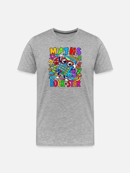 Math Rock Star Calculator Neon - Men's Premium Organic T-Shirt - heather grey