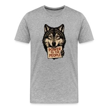 Wolf symbol: Power to the people - Men's Premium Organic T-Shirt - heather grey - Front - Damien (186cm)