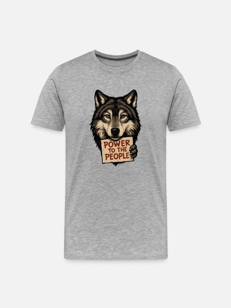 Wolf symbol: Power to the people - Men's Premium Organic T-Shirt - heather grey