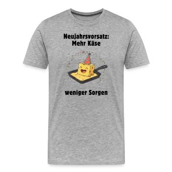 Fête fromage dans la poêle - plus de fromage, moins de soucis - T-shirt bio Premium Homme - gris chiné - Devant - Damien (186cm)
