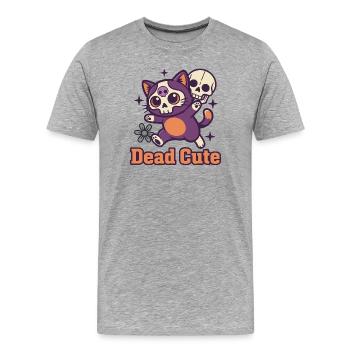 Squelette de chat mort mignon - T-shirt bio Premium Homme - gris chiné - Devant - Damien (186cm)