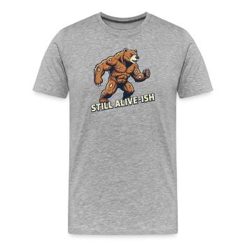 Untoter Bär mit Nähflicken - Männer Premium Bio T-Shirt - Grau meliert - Vorne - Damien (186cm)