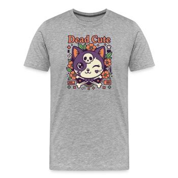Dead Cute Cat Cult - Men's Premium Organic T-Shirt - heather grey - Front - Damien (186cm)