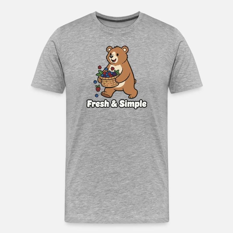 Beerenkorb-Bärchen Illustration - Männer Premium Bio T-Shirt - Grau meliert
