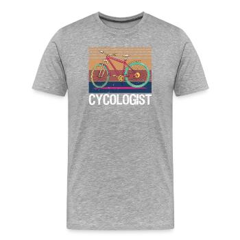 Cycologist Funny Vintage Cycling Cyclist Retro - Männer Premium Bio T-Shirt - Grau meliert - Vorne - Damien (186cm)