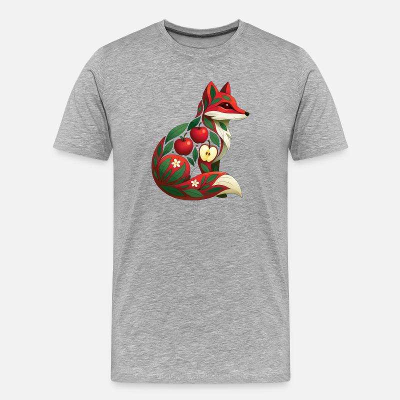 Fuchs Apfel - Männer Premium Bio T-Shirt - Grau meliert