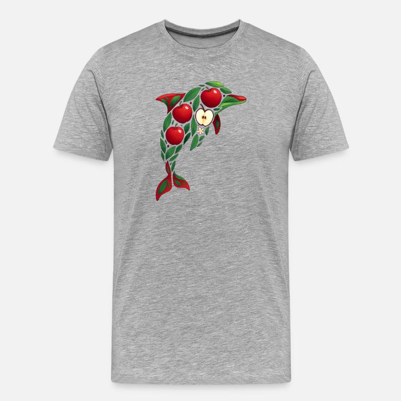 Delfin Apfel - Männer Premium Bio T-Shirt - Grau meliert