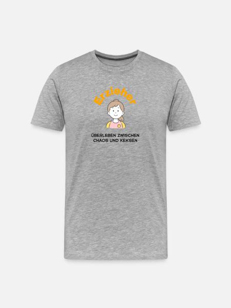Éducatrice – Héroïne entre chaos et biscuits - T-shirt bio Premium Homme - gris chiné
