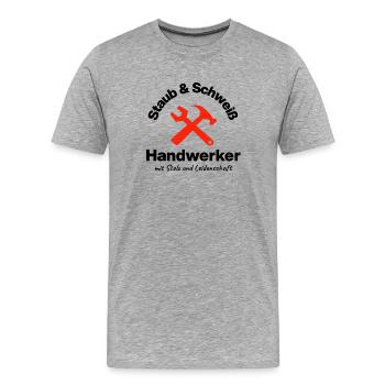 Staub & Schweiß, echter Handwerker, Leidenschaft - Männer Premium Bio T-Shirt - Grau meliert - Vorne - Damien (186cm)